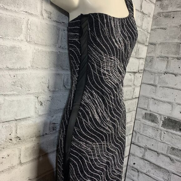 Vintage 90s Y2K One Shoulder Asymmetric High Low Hem Metallic Maxi Dress - Picture 5 of 16